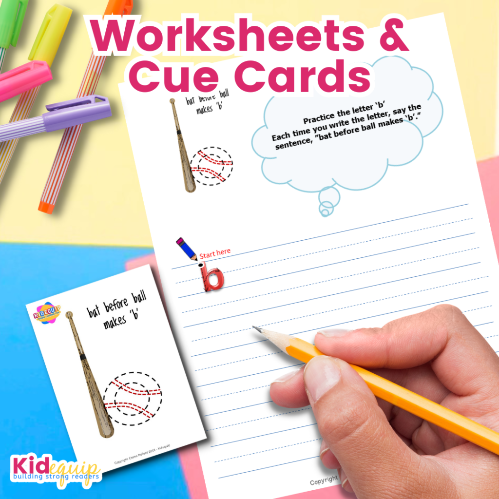 cue cards and letter reversals worksheets to help correct letter reversals