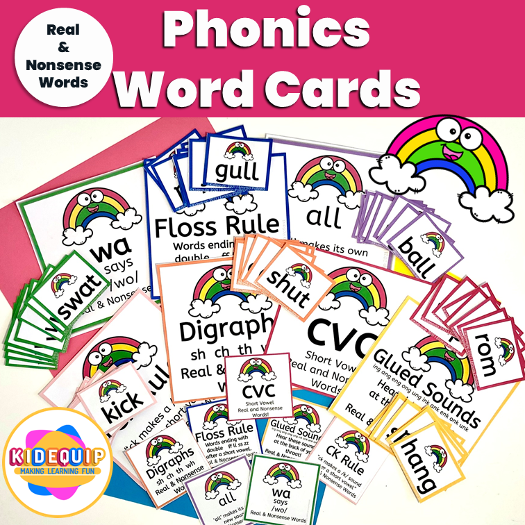 a picture of all the real and nonsense word cards in this decoding words activity resource