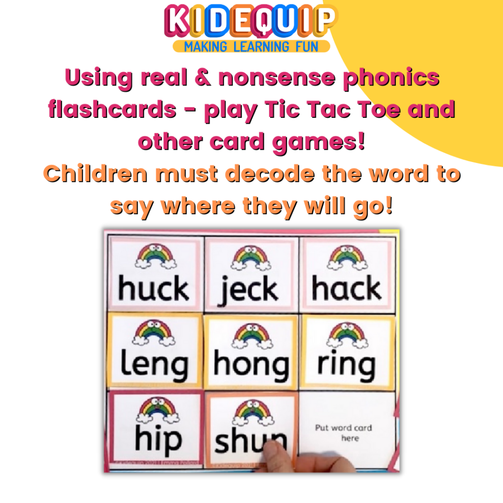 You can use these phonics words flashcards with nonsense words to play tic tac toe and build reading fluecny.