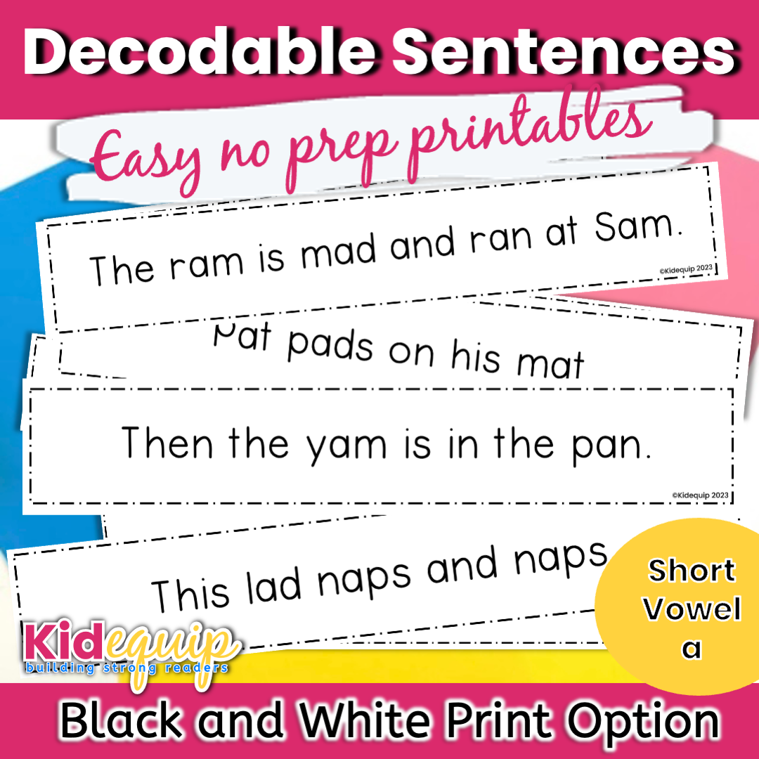 Decodable sentences for short vowel decodable readers