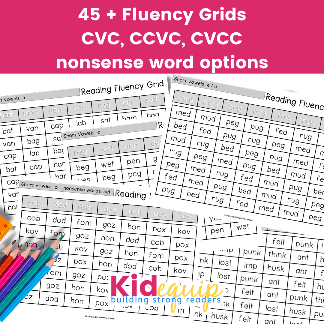 reading fluency grids for short vowel sounds