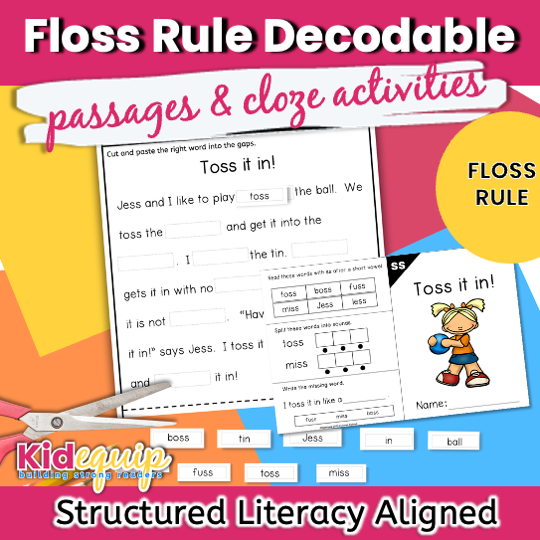 decodable passages and cloze activities to practice the floss rule
