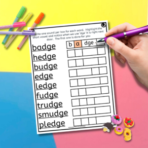 word mapping using boxes to split words into individual sounds