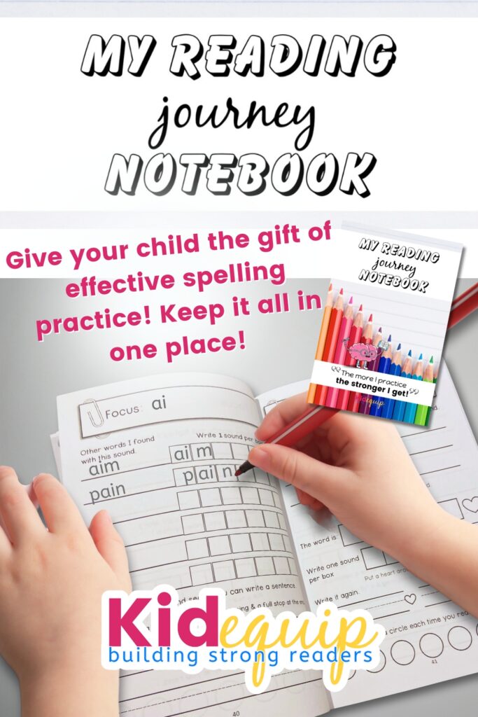 The reading journey notebook - a structured literacy homework book to effectively practice spelling and reading.