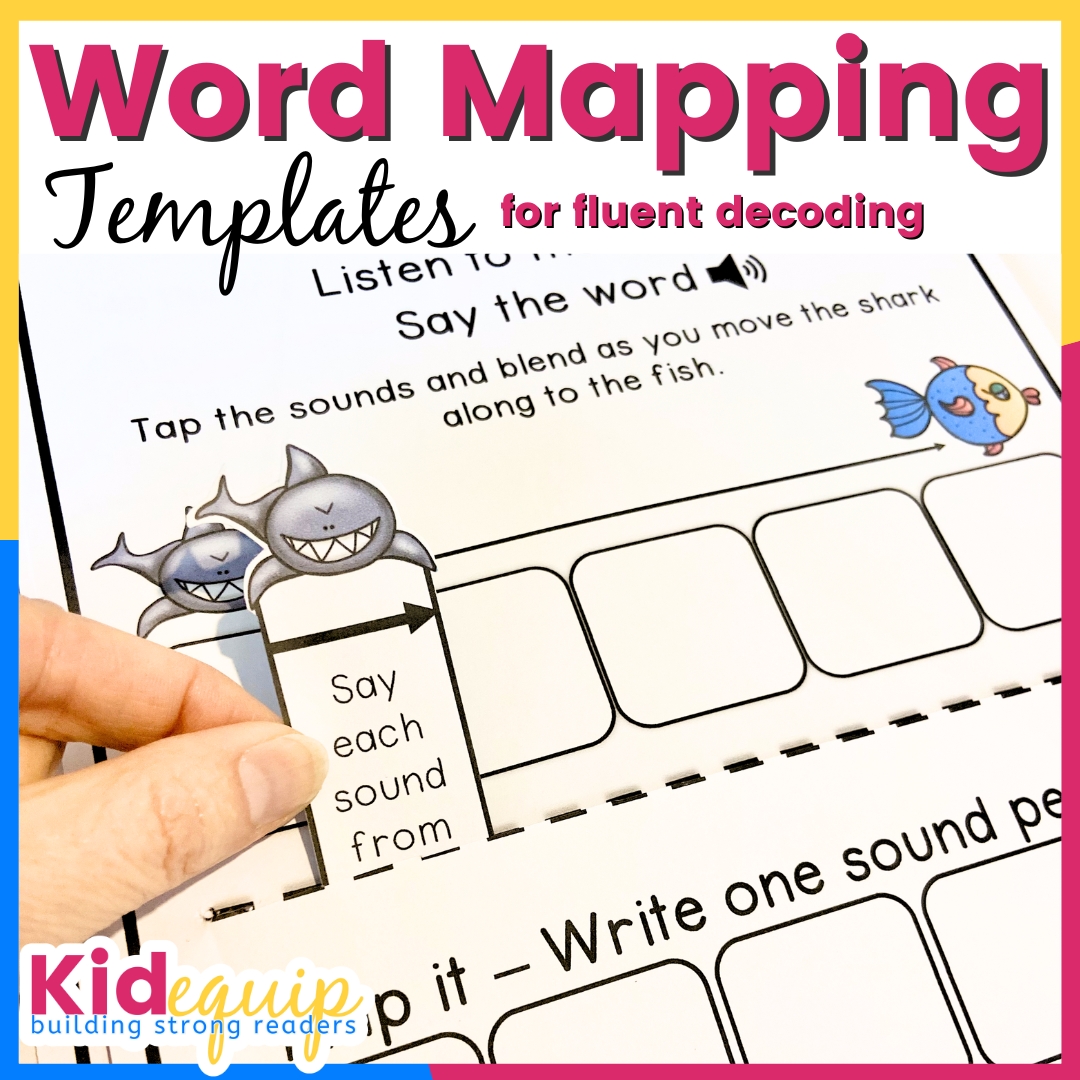 A picture of how the character blenders word poking through the word mapping template sheet for some magical movement fun