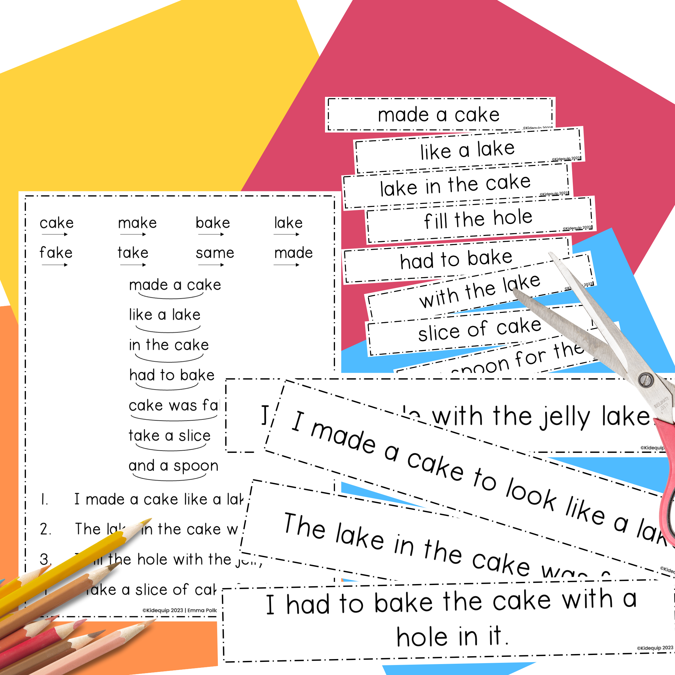 sentences and phrases to use for deocoding warm ups focusing on silent e words